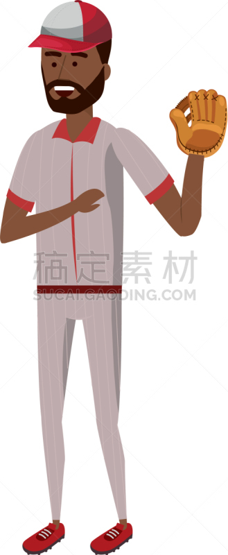 卡通,棒球运动员,分离着色,白色,制服,人,男人,运动,团队,韧性