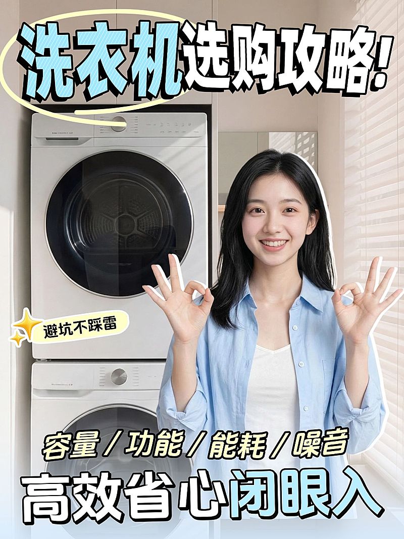 家居家装洗衣机选购指南分享人像小红书封面