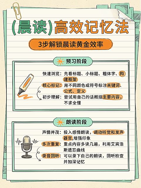 教育培训K12教育晨读高效记忆法学习指南分享小红书配图