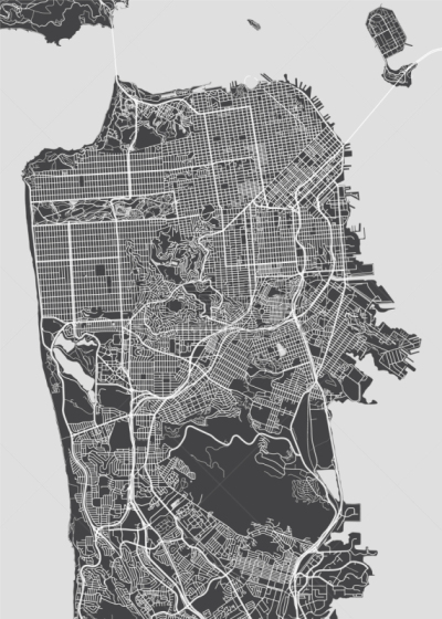 旧金山,城市,林荫路,公园,河流,街道图,建筑结构,美因河,剪影