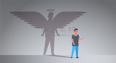 男人,休闲装,阴影,天使,创造力,勇气,想象,渴望