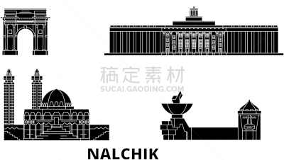 城市天际线,纳尔奇克,俄罗斯,平坦的,雪橇滑学,雪山,云,雪,旅行,布置