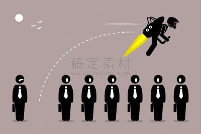 男商人,飞行背包,商务,技术,起飞,离开,进展,改进