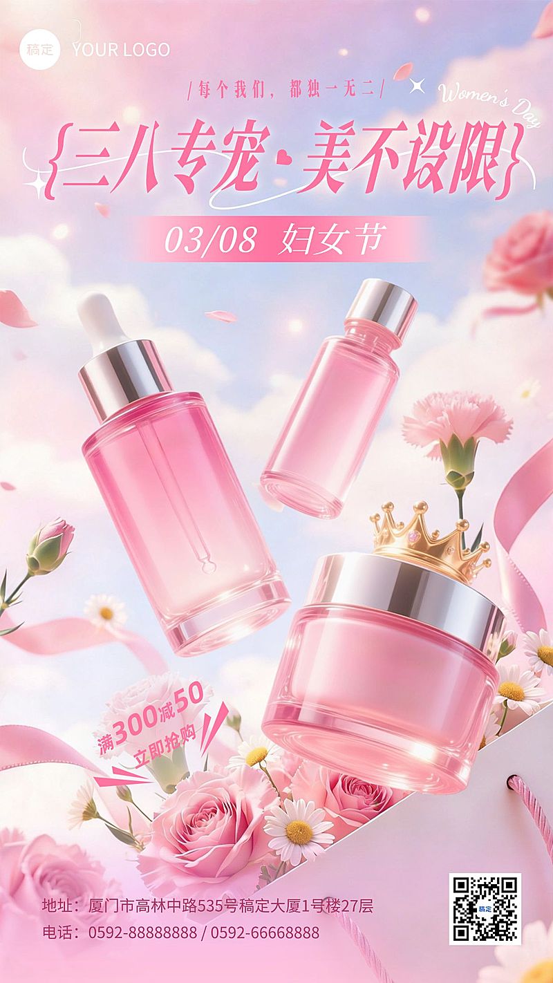 三八妇女节女神女王节营销卖货商品零售唯美感手机海报