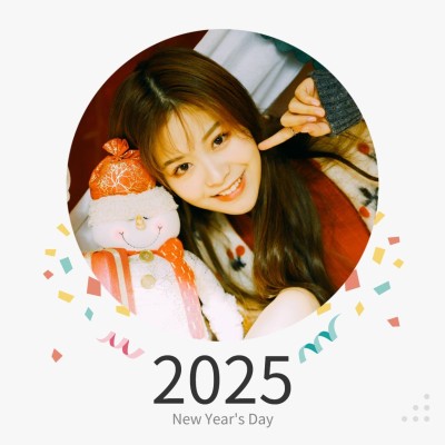 文艺简约白色少女圆形头像海报