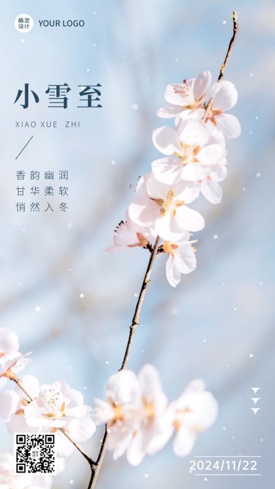 新媒体小雪节气祝福手机海报