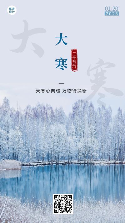 大寒节气祝福实景手机海报