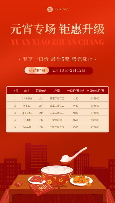 元宵节房地产节日营销喜庆海报
