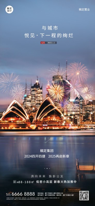 元旦节房地产营销祝福实景海报预览效果