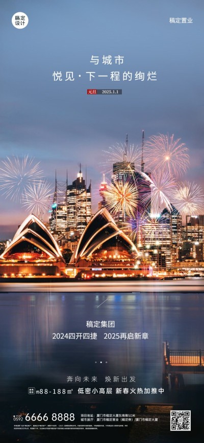 元旦节房地产营销祝福实景海报