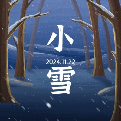 小雪节气祝福问候雪地灯光插画公众号次图