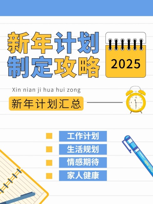 元旦新年计划攻略简约小红书配图预览效果