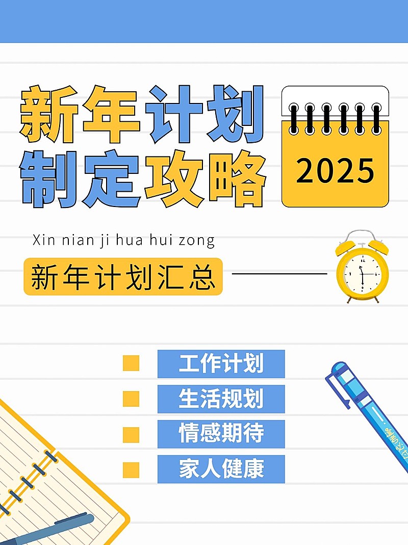 元旦新年计划攻略简约小红书配图