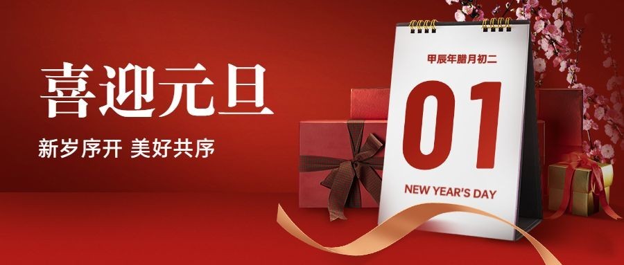 元旦节新年祝福合成公众号首图预览效果
