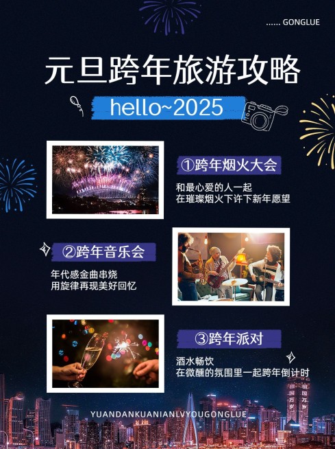 旅游出行元旦跨年攻略小红书封面预览效果