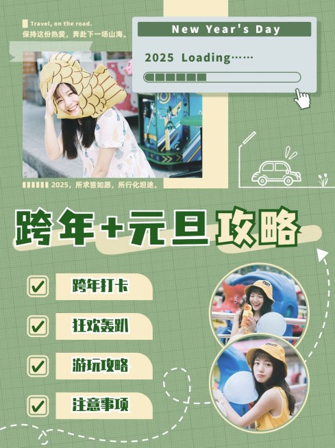 元旦跨年旅游攻略小红书封面配图预览效果