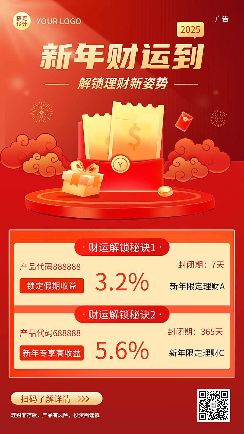 春节金融保险产品营销喜庆海报