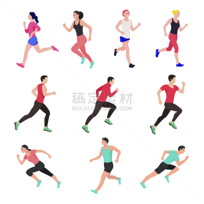 慢跑,人,通道地毯,运动,长度,损失,迅速,女人,行动
