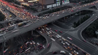 延时摄影-北京拥挤的交通(平移)