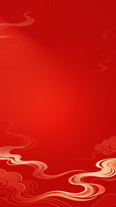 中国风系列插画风红底祥云纹理背景