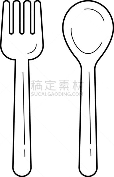 汤匙,计算机图标,线条,银餐具,分离着色,轮廓,白色,厨房器具,叉,收集