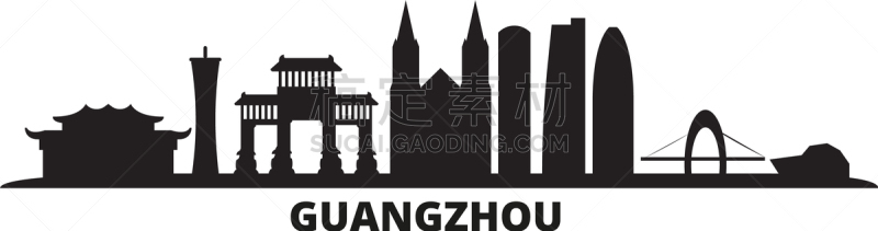 广州,城市天际线,分离着色,夜晚,商务,名声,黄昏,现代,剪影