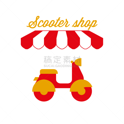 绘画插图,白色,条纹,红色,小型摩托车,矢量,遮阳篷,帐篷,商店标志
