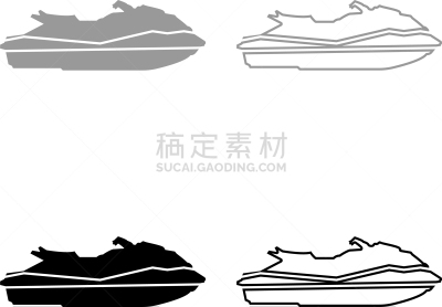 黑色,灰色,图标集,迅速,水上运动,船,河流,休闲,喷,剪影
