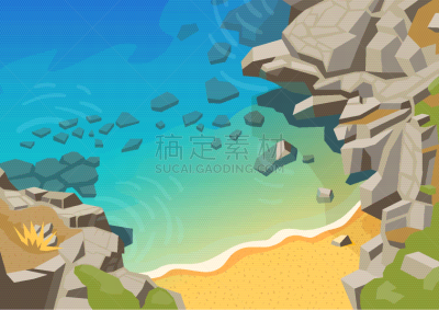 泻湖,岩石,海洋,小的,海滩,自然,矢量,夏天,地形,海景