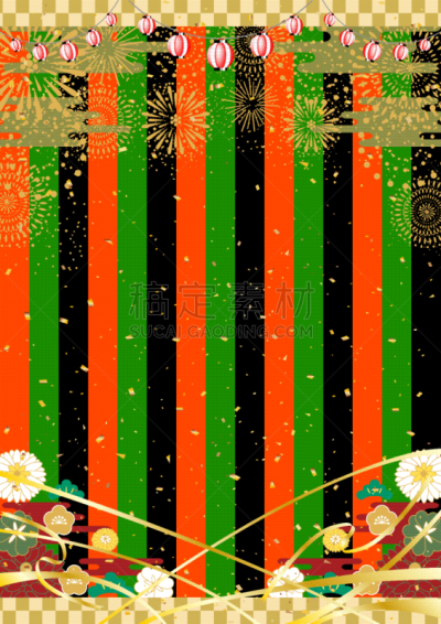 传统,新年前夕,日本,歌舞伎,条纹,纸灯笼,日本灯笼,牡丹树,传统节日,绘画插图