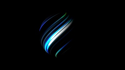 黑色上有明亮发光线条的球体，3D渲染背景，计算机生成