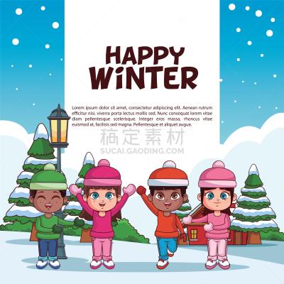 幸福,冬天,热,家庭,雪,白色人种,模板,自然美,儿童
