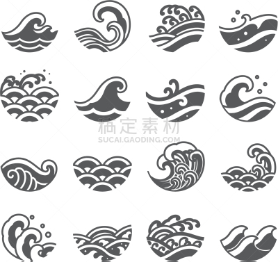波浪,图标集,华丽的,卷着的,菜单,苏打,平视角,运动,清新,环境