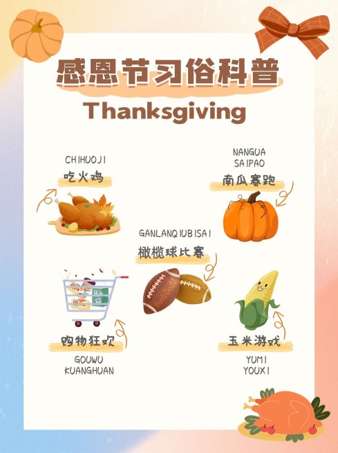 感恩节节日科普小红书配图预览效果