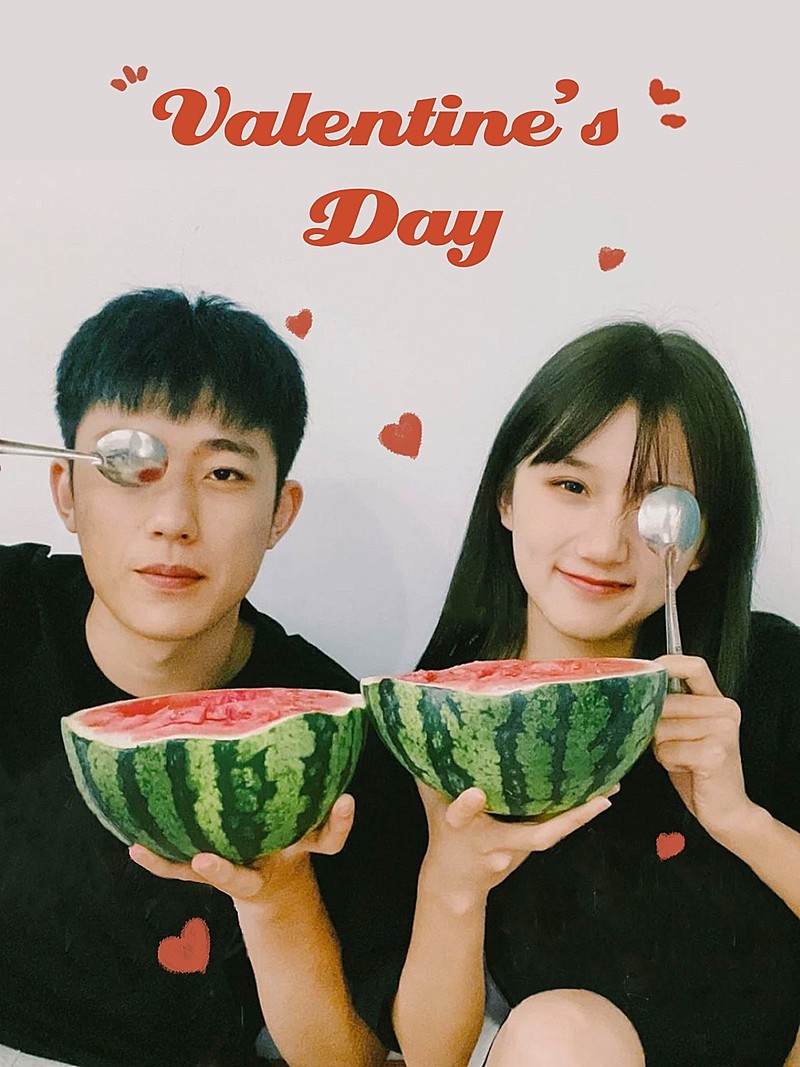 情人节情侣晒照PLOG模板