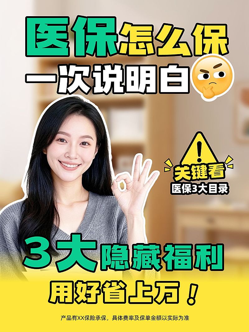 医保保险视频解说人像封面小红书