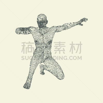三维图形,男人,模型,金属丝,摆拍,生物科技,人属,技术,设计