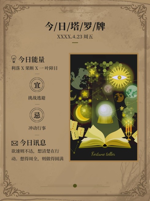 星座塔罗牌日签复古小红书封面配图预览效果