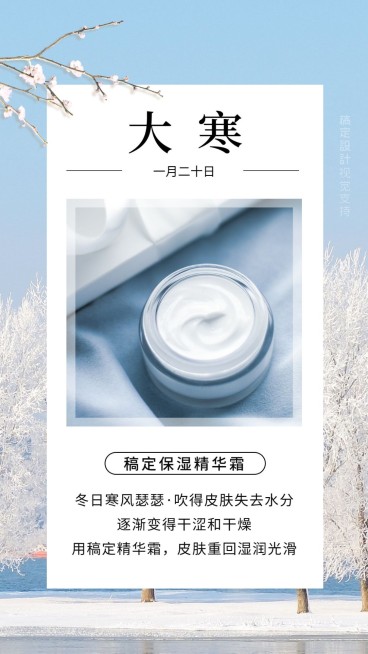 大寒节气护肤品晒产品宣传海报预览效果