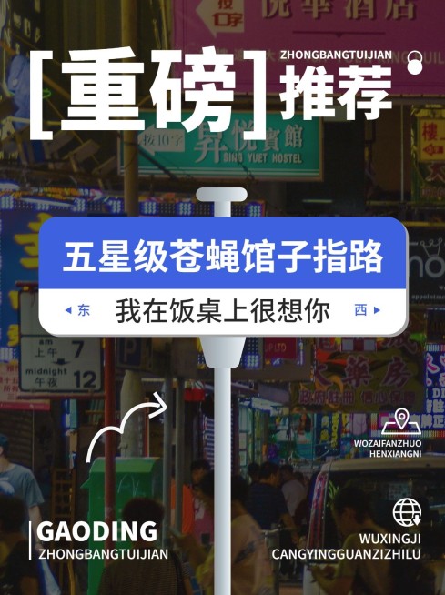 创意路牌设计美食探店宣传小红书配图预览效果