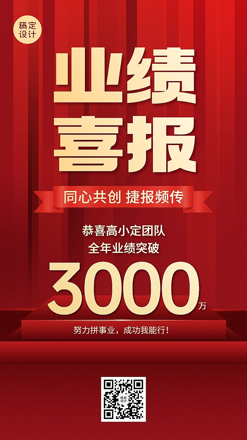 微商代理团队业绩表彰喜报喜庆风手机海报