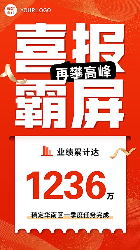 微商地区销售表彰喜报战报大字手机海报
