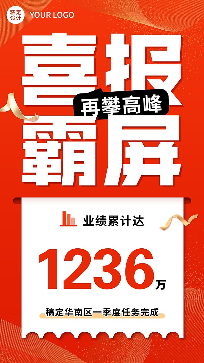 微商地区销售表彰喜报战报大字手机海报