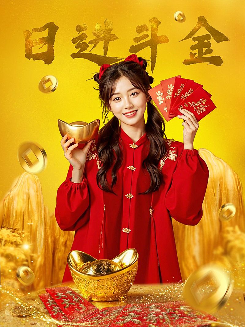 春节晒图晒照财神写真aigc小红书配图