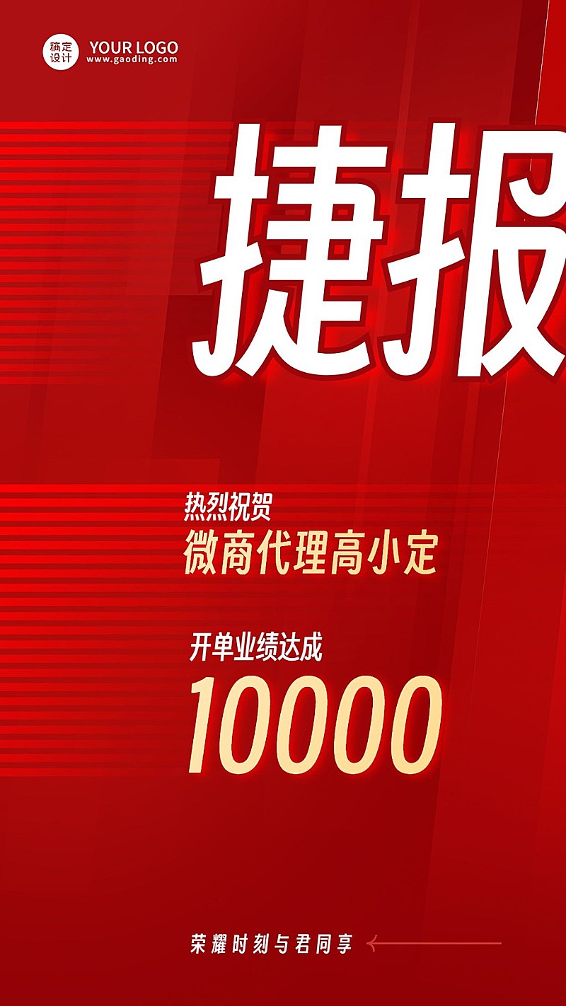 微商销售代理业绩表彰战报喜报喜庆手机海报