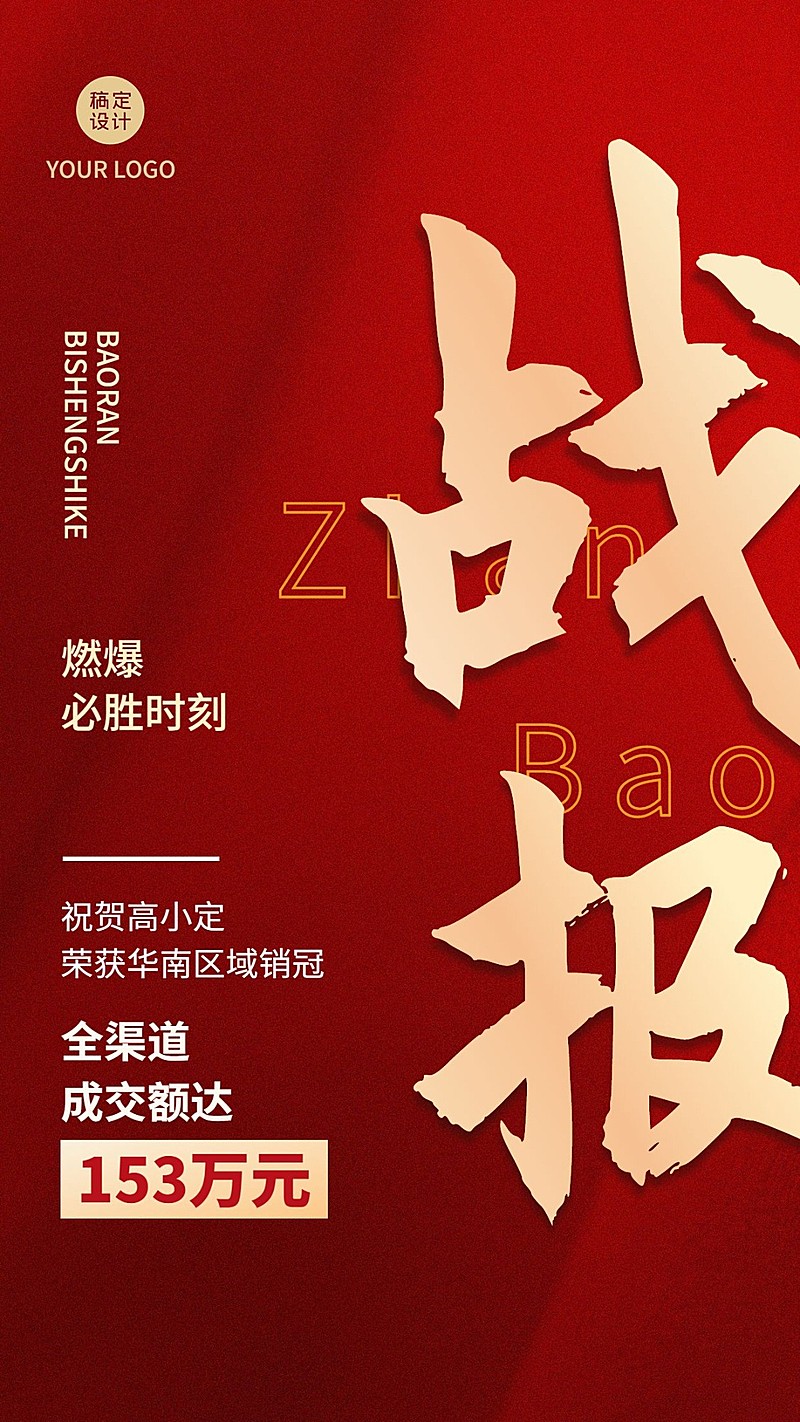 微商销售冠军表彰喜报战报喜庆手机海报