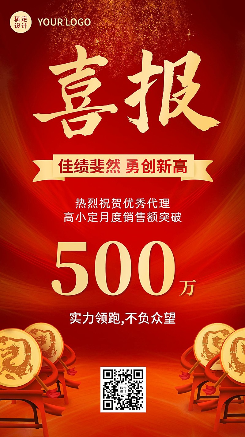 微商代理业绩表彰喜报喜庆手机海报