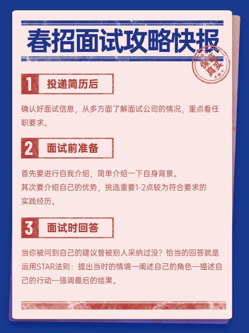 复古手绘风春招面试攻略小红书封面配图预览效果