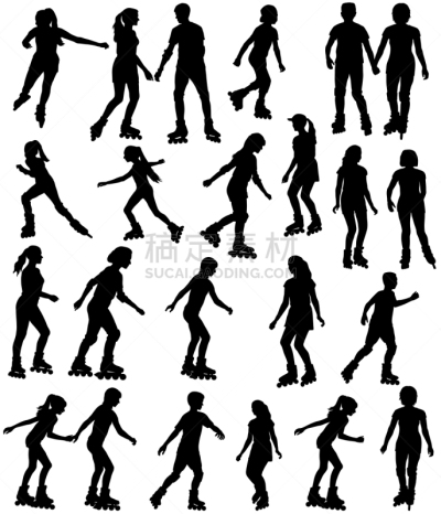 四轮冰鞋,事件,运动,家庭,小的,儿童,绘画插图,乐趣,业余爱好