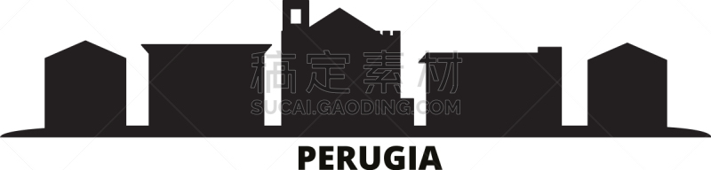 意大利,城市天际线,佩鲁贾,分离着色,屋顶,夏天,户外,剪影